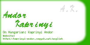 andor kaprinyi business card